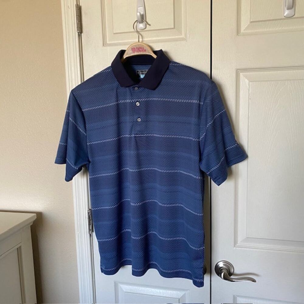 PGA Tour Polo Shirt Blue Striped‎ Short Sleeve Stretch Athletic Men's XL - Picture 1 of 7